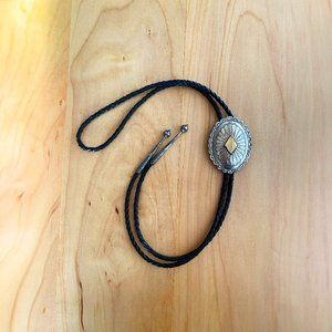 Braided Leather & Silver Bolo Necklace